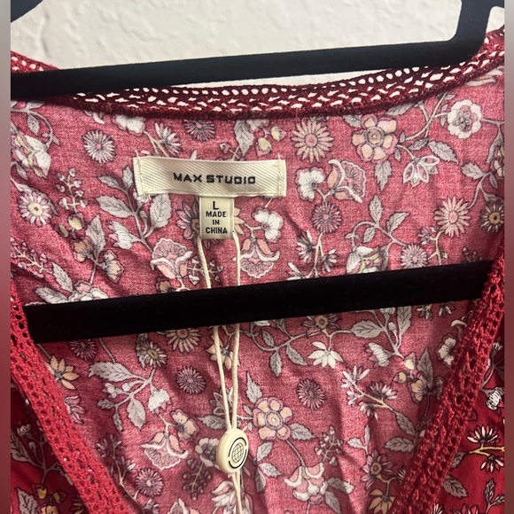 Max Studio Burgundy Floral Long Sleeve Dress - Picture 3 of 3